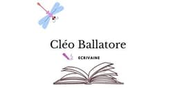 Logo de Cléo Ballatore, écrivaine - une libellule avec un livre ouvert.